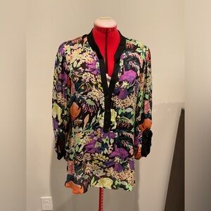 DVF floral silk top